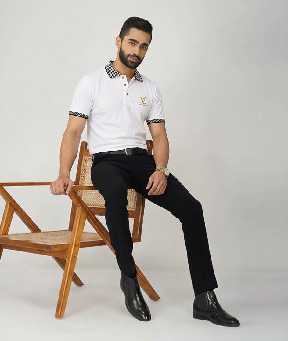 Jacquard Collar Premium Polo – Style Meets Comfort.