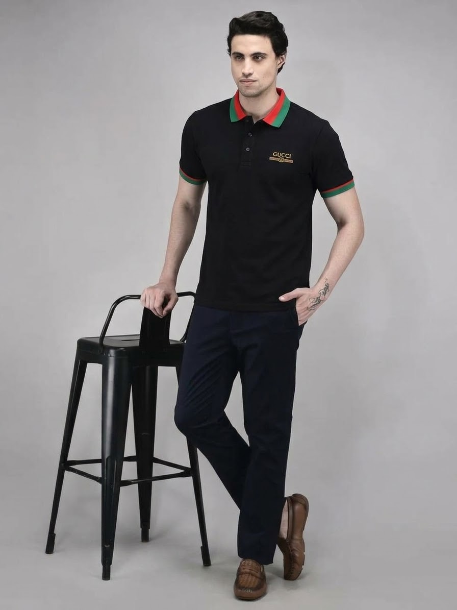 Jacquard Collar Premium Polo – Style Meets Comfort.