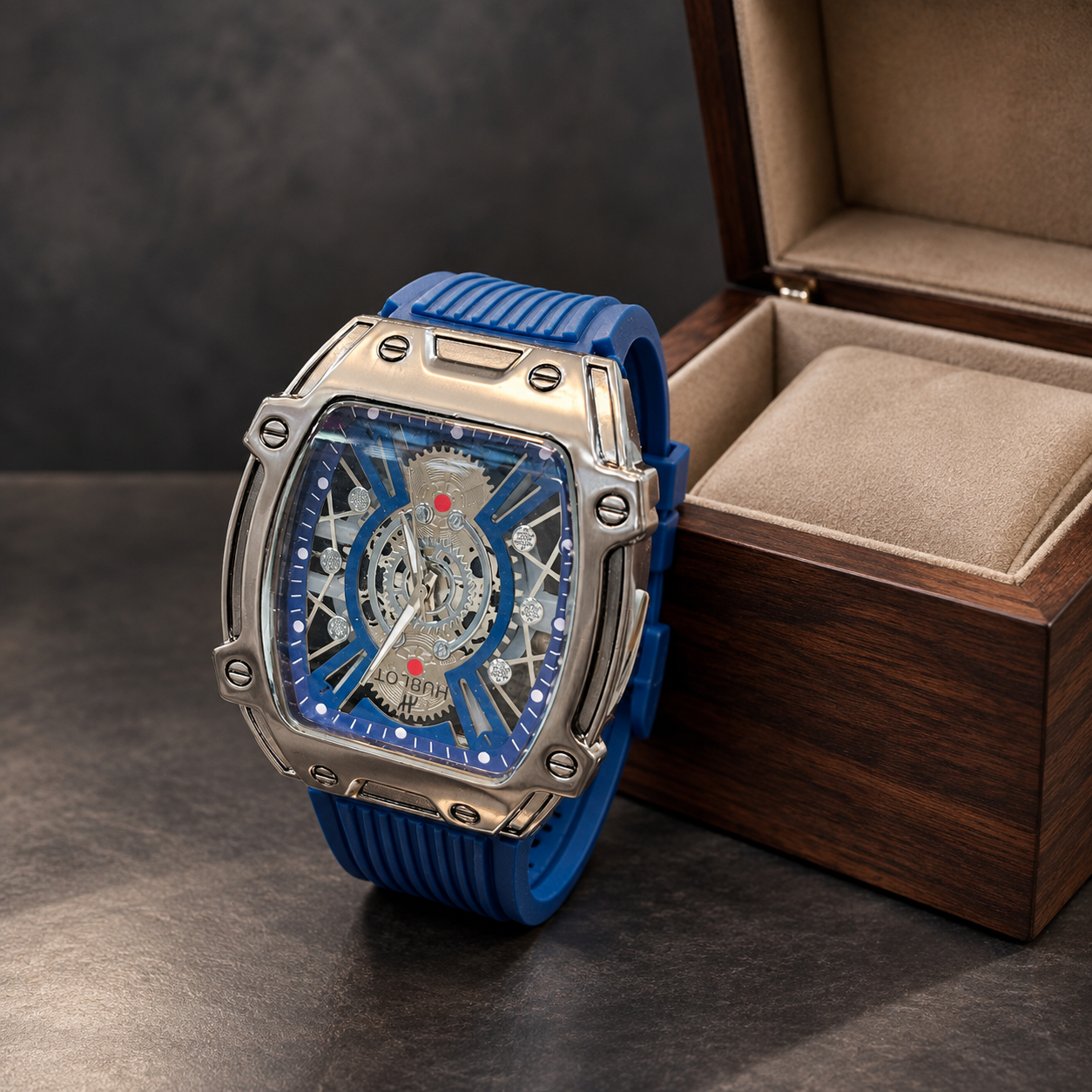 HUBLOT-Style Luxury Skeleton Watch